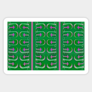 Pink crosses on green niches Sticker